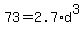 +73+=+2.7%2Ad%5E3+