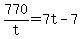 +770%2Ft++=+7t+-+7+
