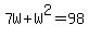 +7W+%2B+W%5E2+=+98+