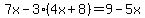 +7x-3%284x%2B8%29=9-5x+