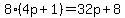 +8%284p%2B1%29=32p%2B8