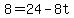 +8+=+24+-+8t+
