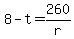 +8+-+t+=+260%2Fr+