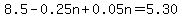 +8.5-+0.25n%2B0.05n=+5.30+