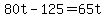 +80t+-+125+=+65t+