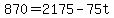 +870+=+2175+-+75t+