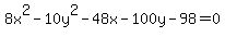+8x%5E2+-+10y%5E2+-+48x+-+100y+-+98+=+0