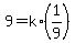 +9+=+k%2A%28+1%2F9+%29+