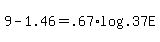 +9+-+1.46+=+.67%2A+log%28+.37E+%29+