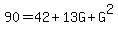 +90=++42+%2B+13G++%2B+G%5E2+