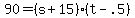\"+90+=+%28+s+%2B+15+%29%2A%28+t+-+.5+%29+\"
