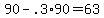 +90+-+.3%2A90+=+63+