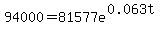 +94000+=+81577e%5E%280.063t%29+