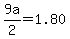 +9a%2F2+=+1.80+