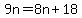 \"+9n+=+8n+%2B+18+\"