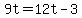 +9t+=+12t+-+3+