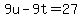 +9u+-+9t+=+27+