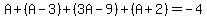 +A%2B%28A-3%29%2B%283A-9%29%2B%28A%2B2%29=-4