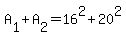 +A%5B1%5D+%2B+A%5B2%5D+=+16%5E2+%2B+20%5E2+