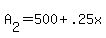 +A%5B2%5D+=+500+%2B+.25x+