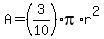 +A+=+%283%2F10%29%2Api%2Ar%5E2+