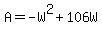 +A+=+-W%5E2+%2B+106W+