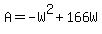 +A+=+-W%5E2+%2B+166W+