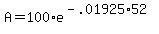 +A+=+100%2Ae%5E%28-.01925%2A52%29+