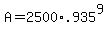 +A+=+2500%2A+.935%5E9+