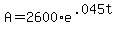 +A+=+2600%2Ae%5E%28.045t%29+