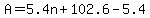 +A+=+5.4n+%2B+102.6+-+5.4+