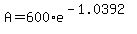 +A+=+600%2Ae%5E%28+-1.0392+%29+