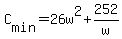 +C%5B+min+%5D+=+26w%5E2+%2B+252%2Fw+