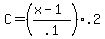 +C+=+%28+%28x-1%29%2F.1+%29%2A.2+