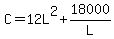 +C+=+12L%5E2+%2B+18000%2FL+