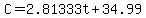 +C+=+2.81333t+%2B+34.99+