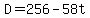 +D+=+256+-+58t+