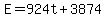 +E+=+924t+%2B+3874+