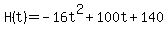 +H%28t%29+=+-16t%5E2+%2B+100t+%2B+140+