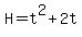 +H+=+t%5E2+%2B+2t+