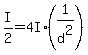 +I%2F2+=+4I%2A%28+1%2Fd%5E2+%29+