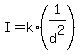 +I+=+k%2A%281%2Fd%5E2%29+