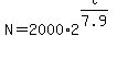 +N+=+2000%2A2%5E%28t%2F7.9%29+