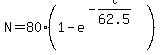+N+=+80%2A%281+-+e%5E%28-t%2F62.5%29%29+