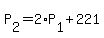 +P%5B2%5D+=+2%2AP%5B1%5D+%2B+221+