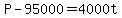 +P+-+95000+=+4000t+