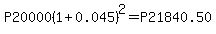 +P20000%281%2B0.045%29%5E2+=+P21840.50