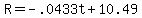 +R+=+-.0433t+%2B+10.49+