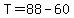 +T+=+88+-+60+