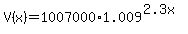 +V%28x%29+=+1007000%2A1.009%5E%282.3x%29+